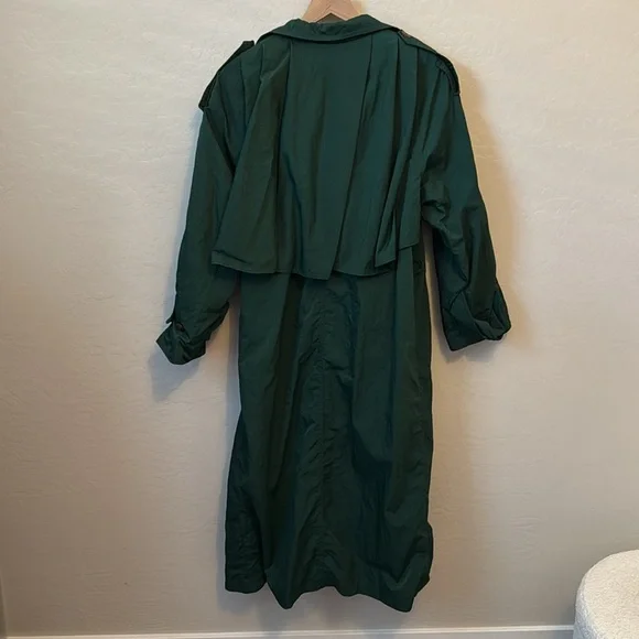 Vintage Emerald Green Trench Coat Size L - Picture 7 of 7